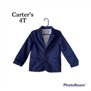 Carter’s | Toddler Boys Blue Dress Jacket | Size 4T | 2 Button | Collar | EUC